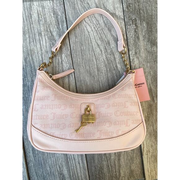 Juicy Couture Pink Lock & Key Shoulder Bag with Gold Chain Strap - Picture 3 of 6